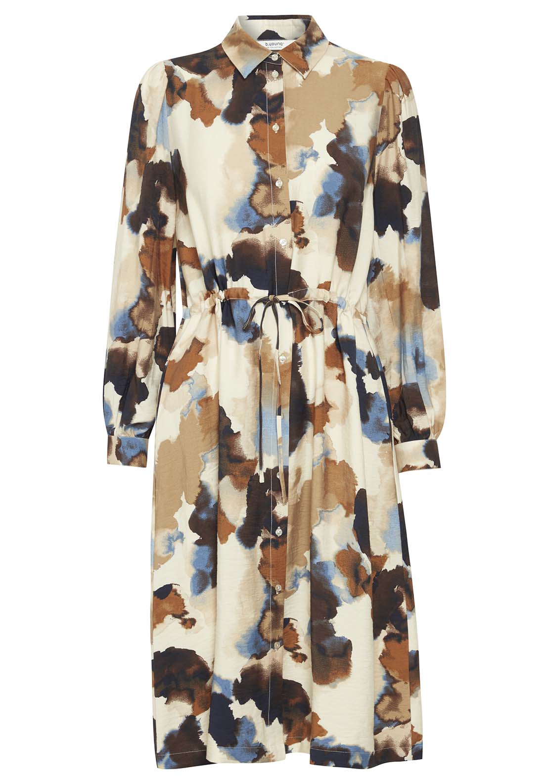 B Young Knee Length Long Sleeve Shirt Dress - Birch Watercolor Mix 6 Shaws Department Stores