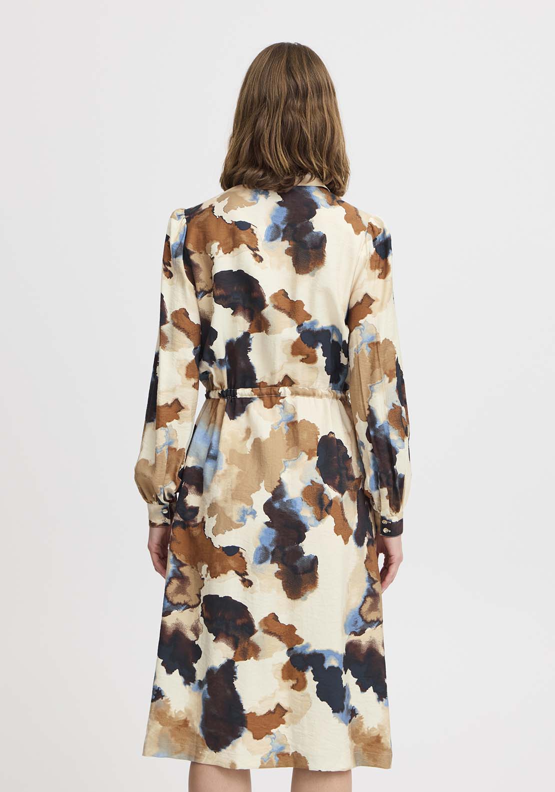 B Young Knee Length Long Sleeve Shirt Dress - Birch Watercolor Mix 3 Shaws Department Stores