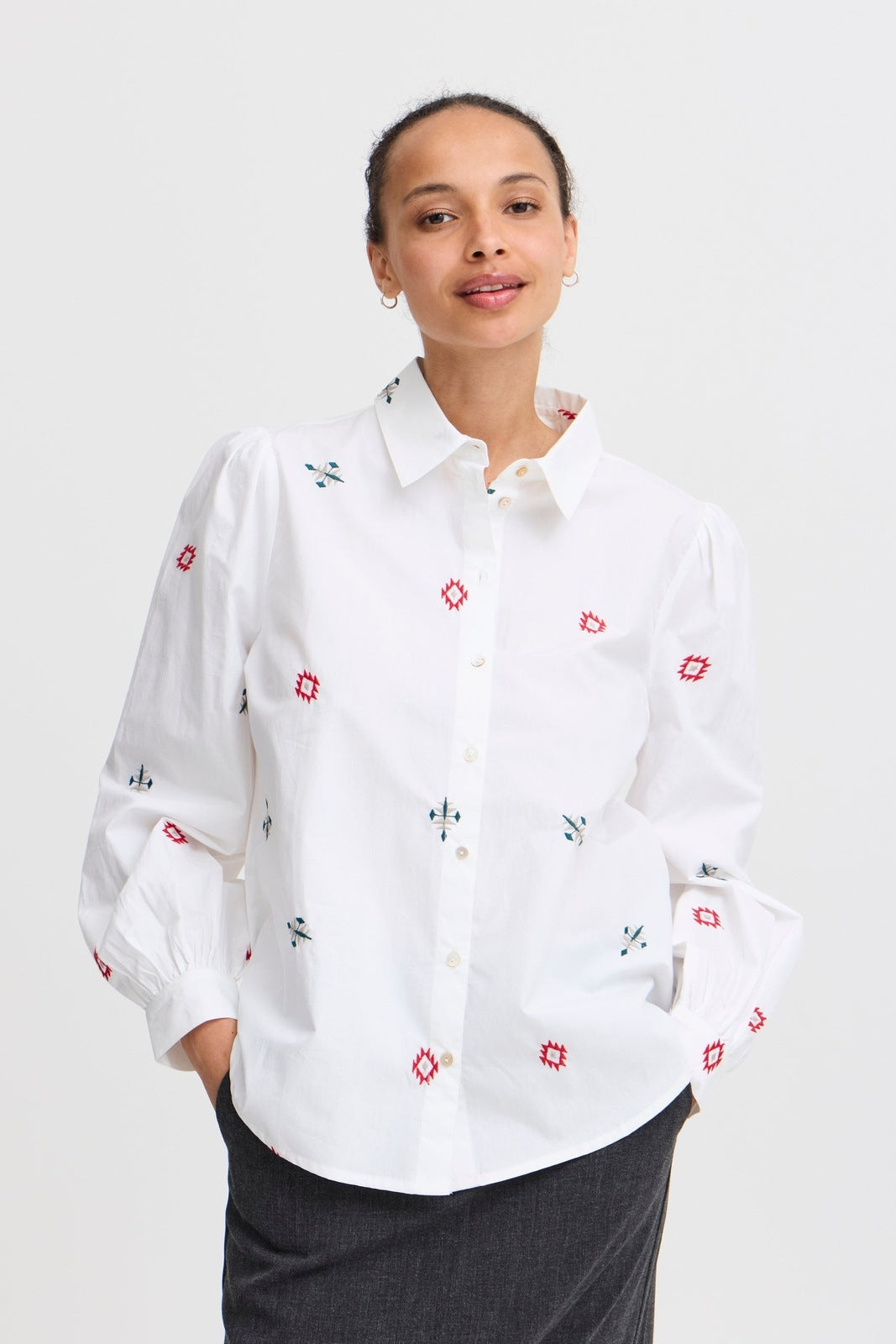 B Young Icia Long Sleeve Shirt - Sea Moss Mix 1 Shaws Department Stores