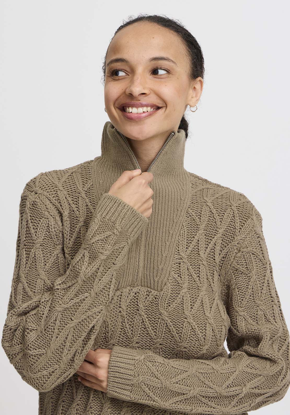 B Young Otinka Half Zip Jumper - Walnut 2 Shaws Department Stores
