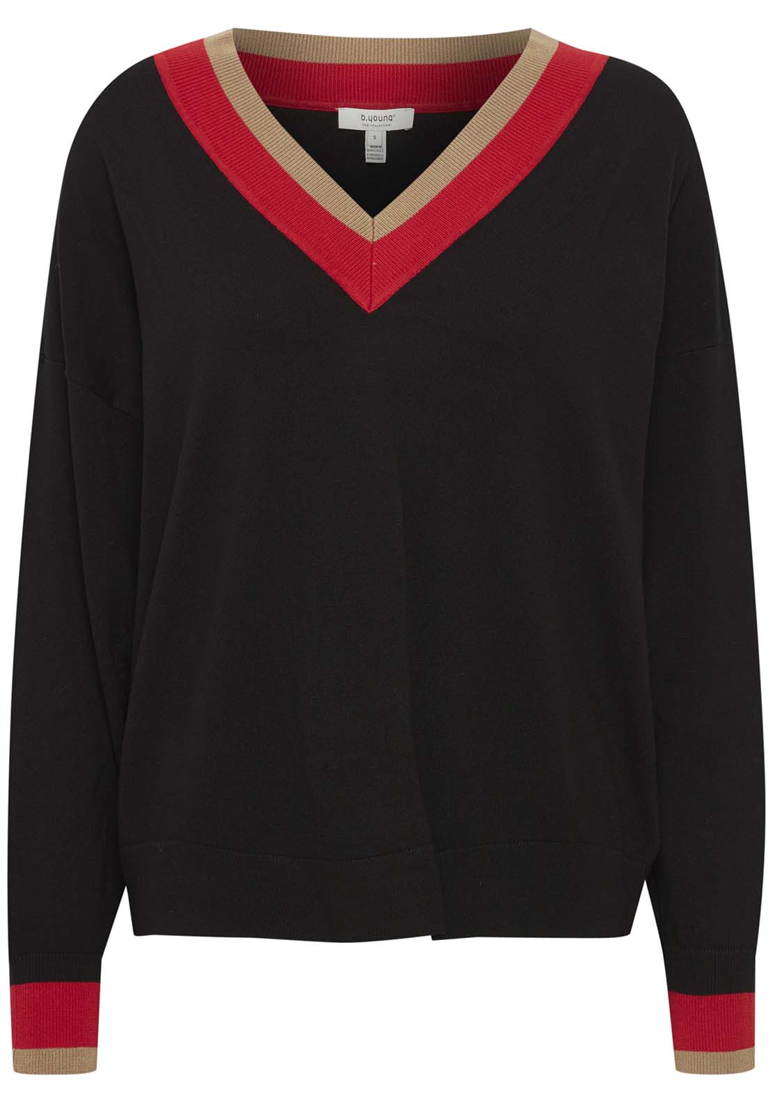 B Young Morla Loose Fit V Neck Jumper - Black 6 Shaws Department Stores