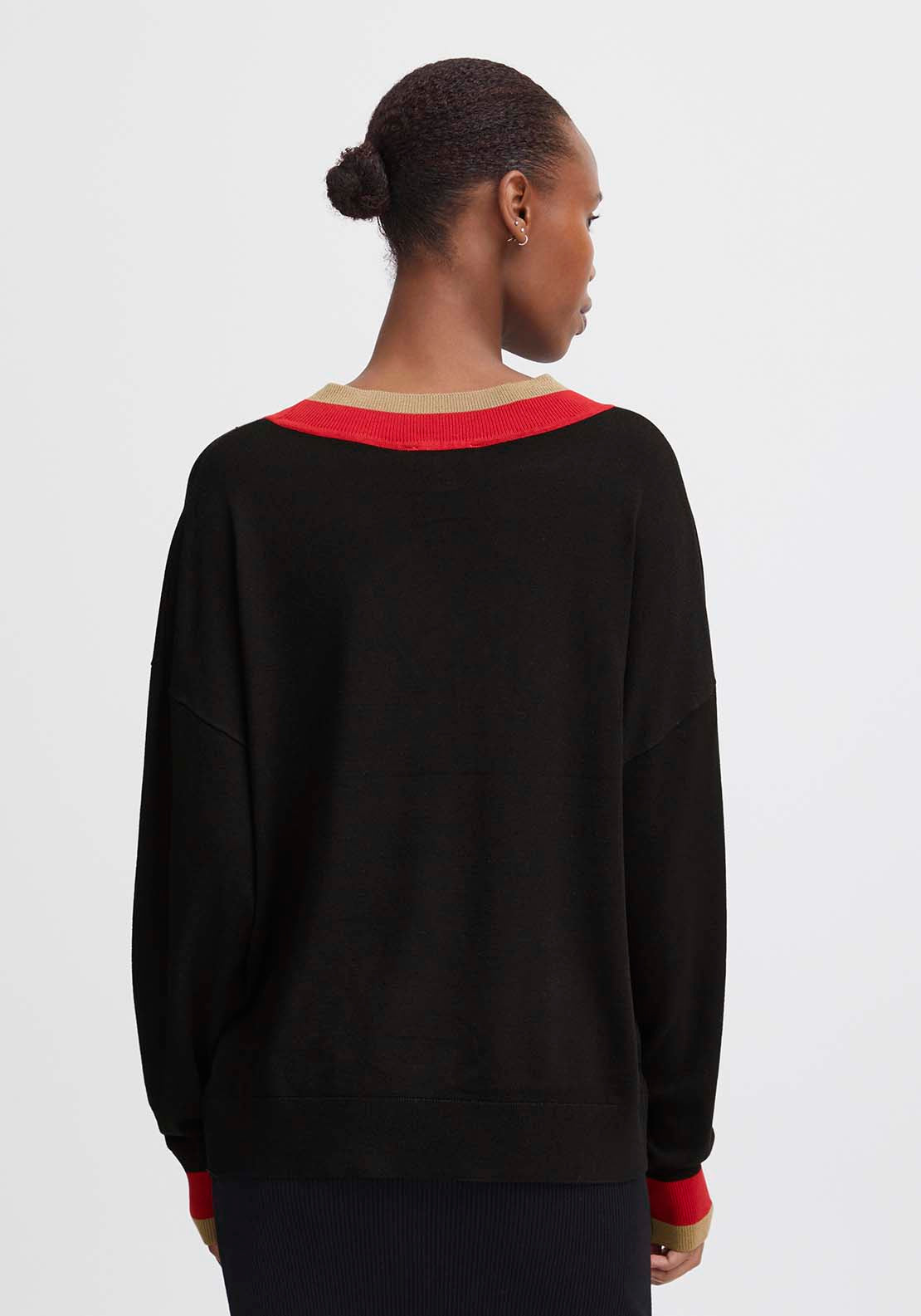 B Young Morla Loose Fit V Neck Jumper - Black 5 Shaws Department Stores