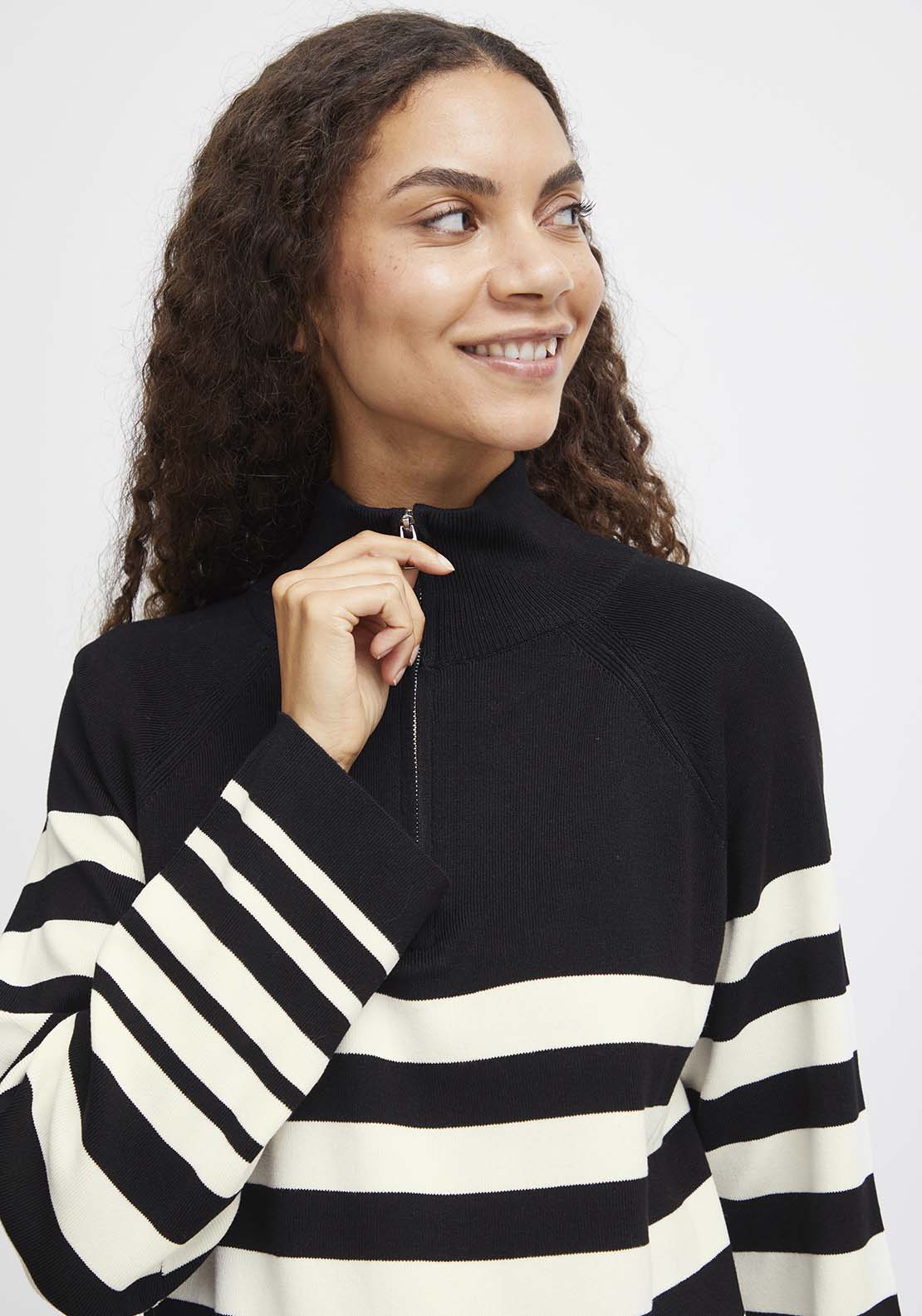 B Young Morla Loose Fit V Neck Jumper - Black Mix 1 Shaws Department Stores