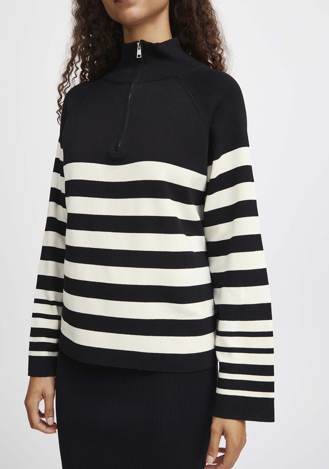 B Young Morla Loose Fit V Neck Jumper - Black Mix 3 Shaws Department Stores