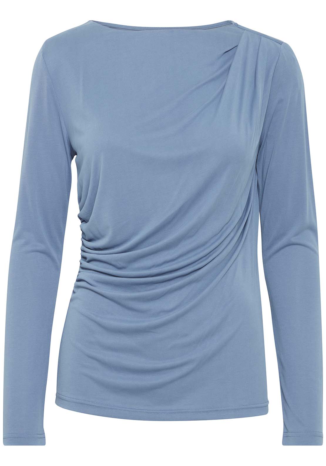 B Young Perl Drape T-Shirt - Blue Horizon 6 Shaws Department Stores