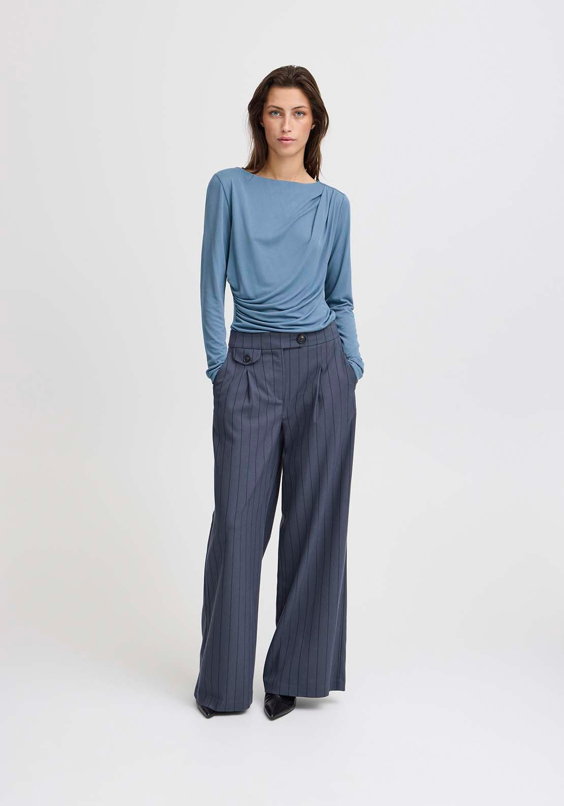 B Young Perl Drape T-Shirt - Blue Horizon 4 Shaws Department Stores