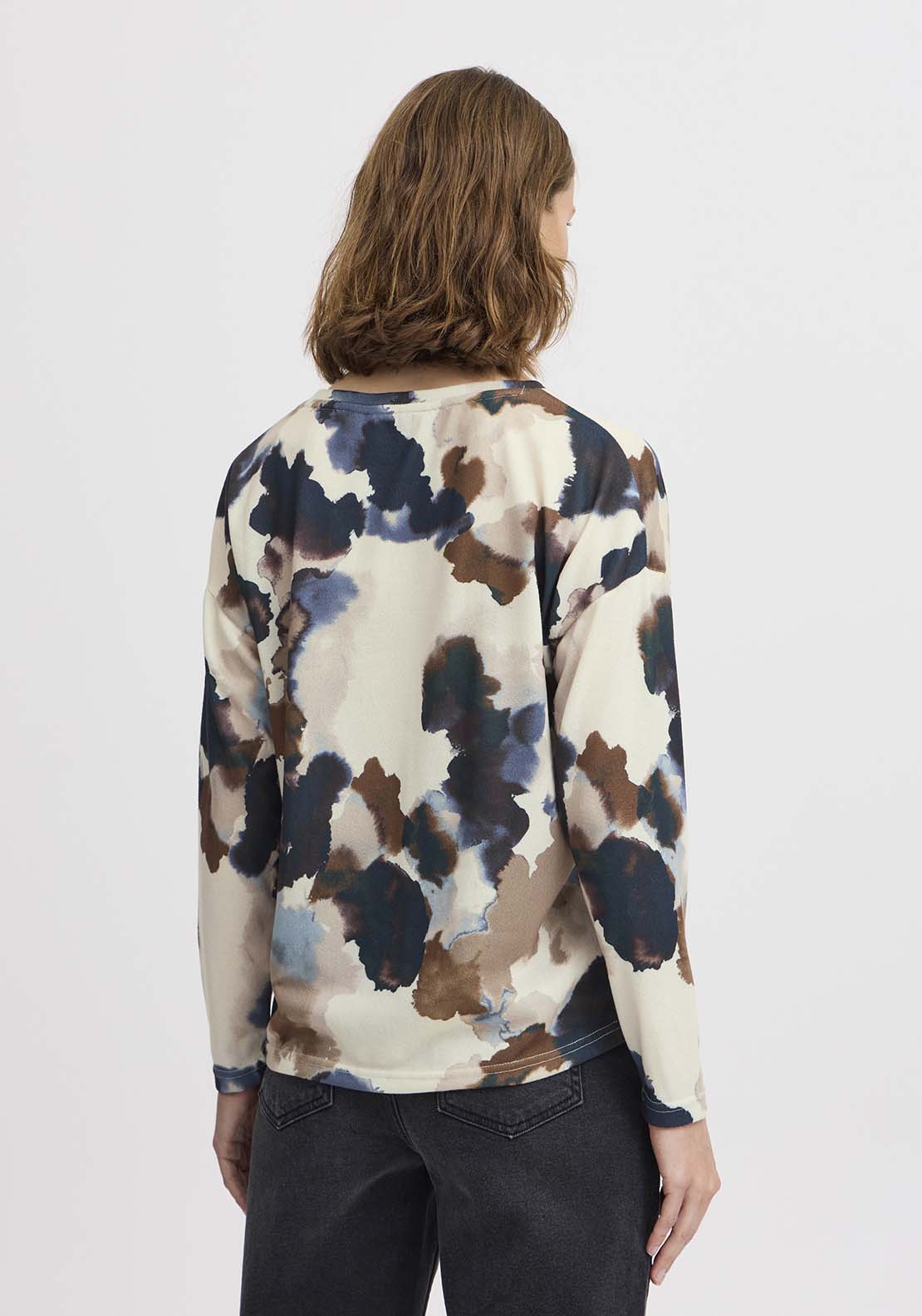 B Young Pieta Crew T-Shirt - Birch Watercolor Mix 3 Shaws Department Stores