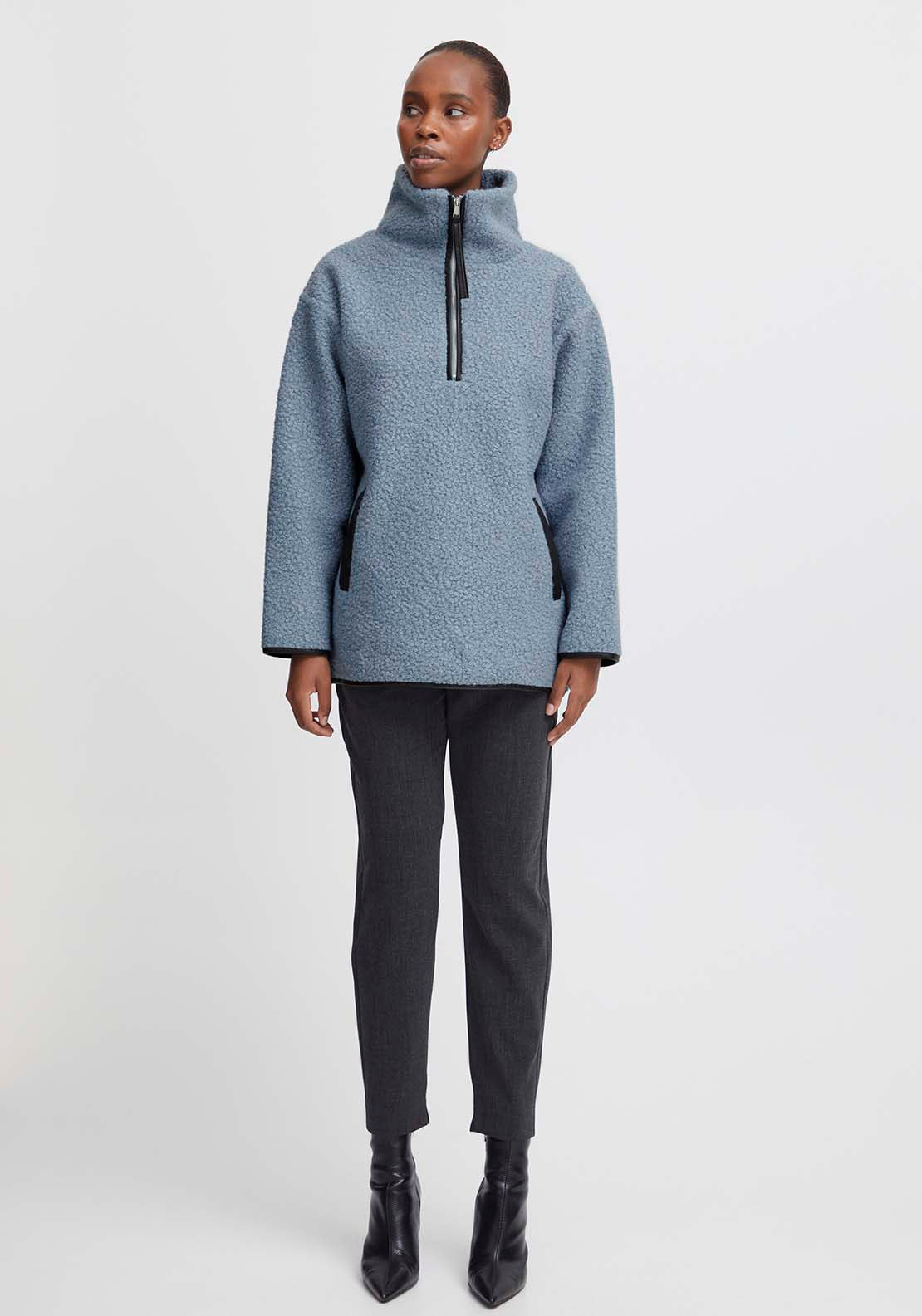 B Young Cidan Pullover - Dusty Blue 5 Shaws Department Stores
