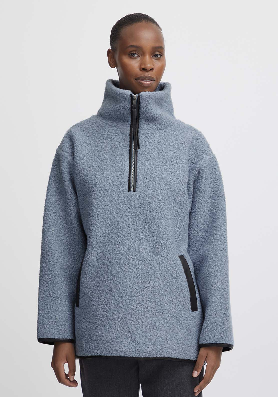 B Young Cidan Pullover - Dusty Blue 1 Shaws Department Stores