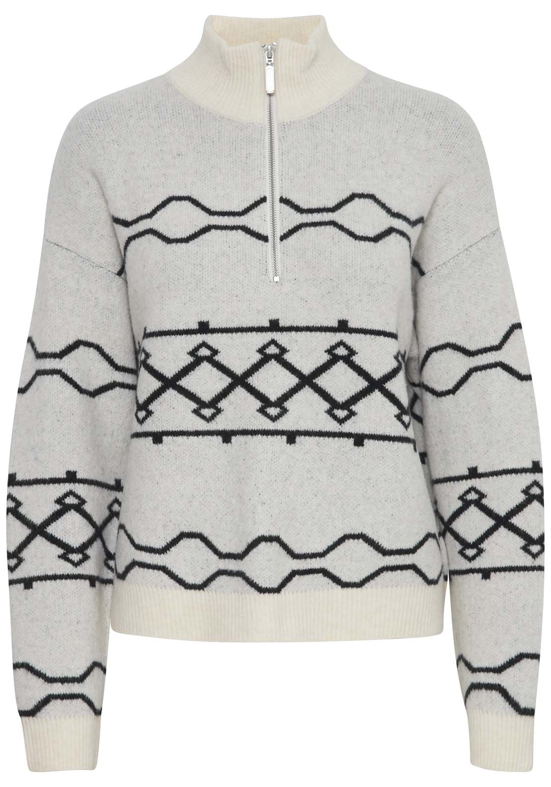 B Young Massi Half Zip Pullover - Marshmallow Mix 6 Shaws Department Stores