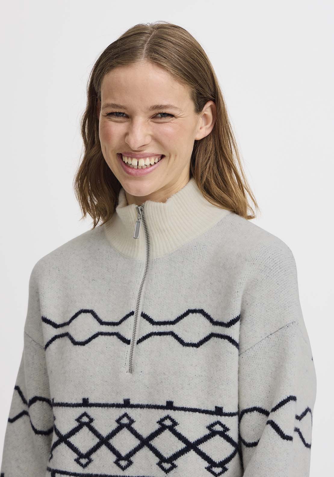 B Young Massi Half Zip Pullover - Marshmallow Mix 4 Shaws Department Stores