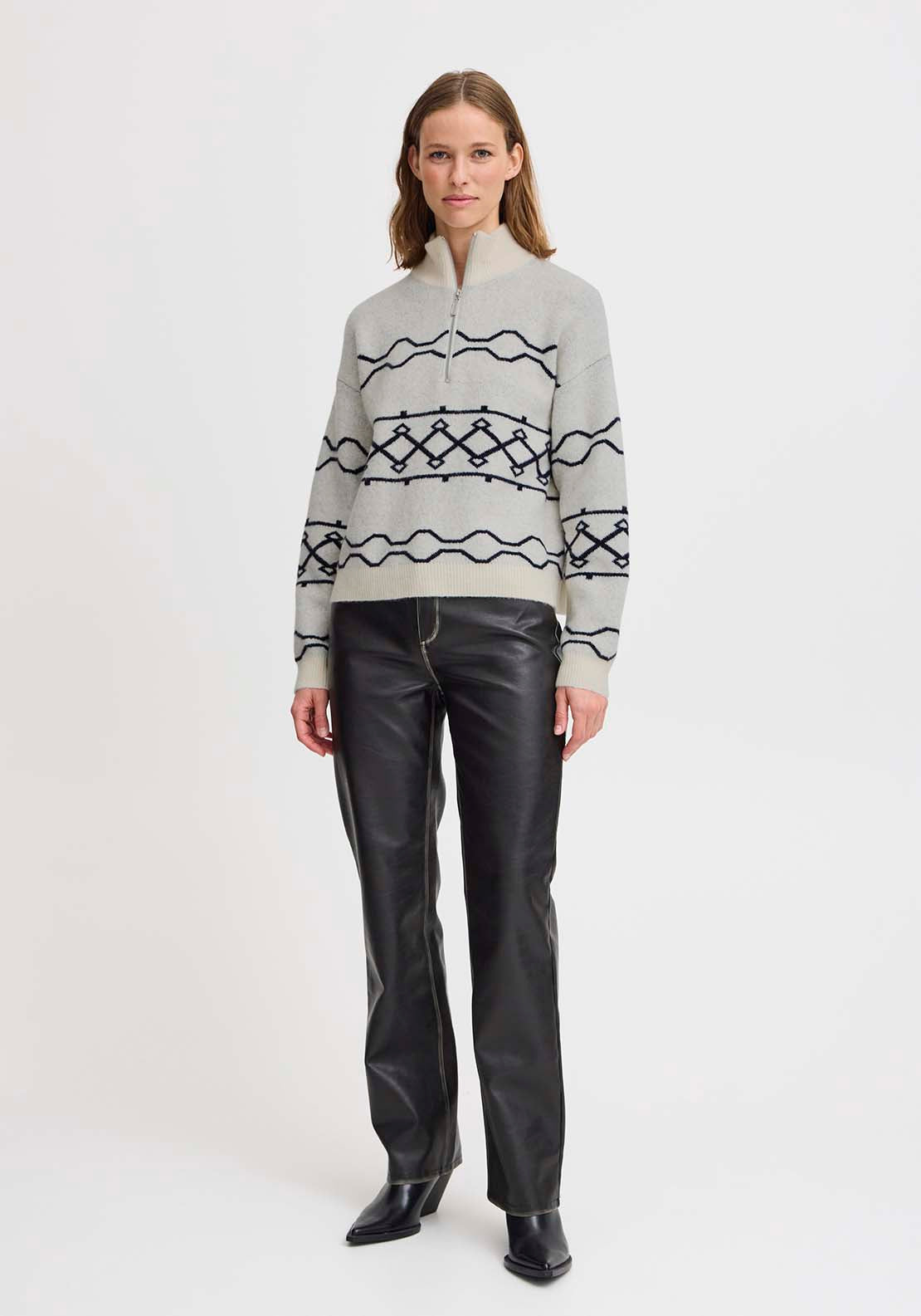 B Young Massi Half Zip Pullover - Marshmallow Mix 2 Shaws Department Stores