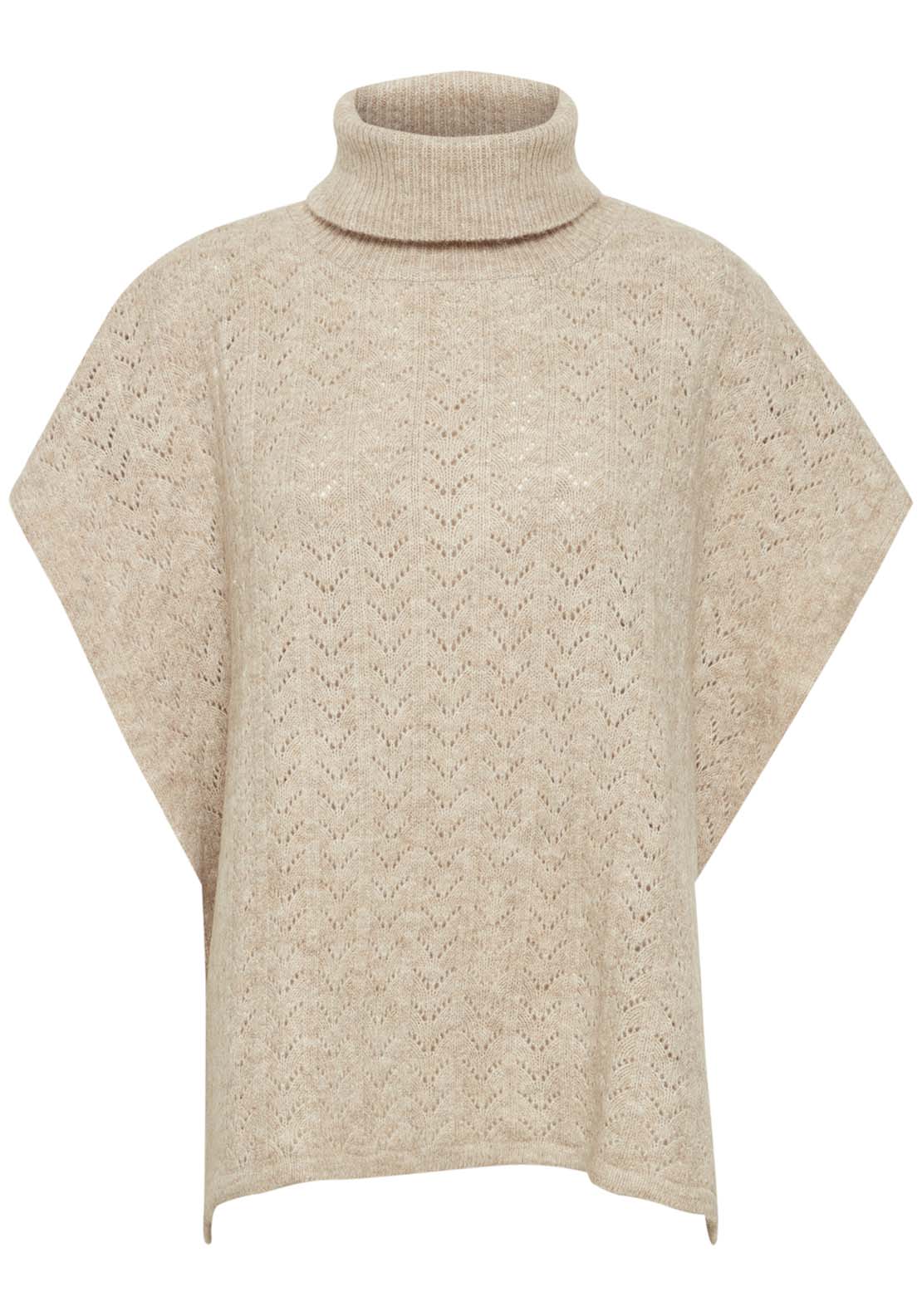 B Young Viksi Poncho - Cement Melange 1 Shaws Department Stores