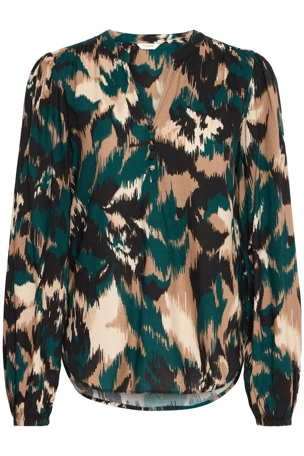 B Young Josa Long Sleeve Blouse - Sea Moss Flower Mix 6 Shaws Department Stores