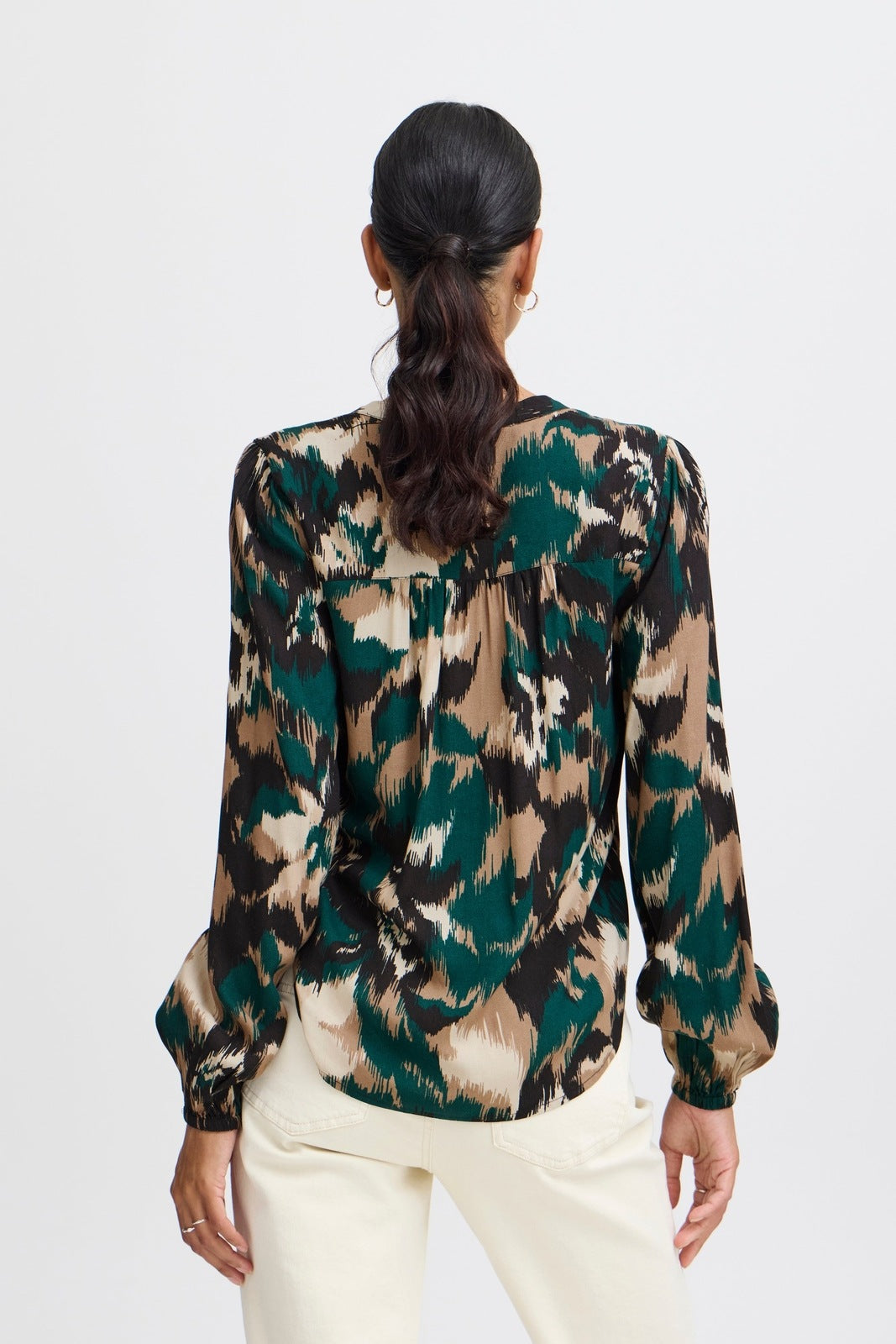 B Young Josa Long Sleeve Blouse - Sea Moss Flower Mix 4 Shaws Department Stores