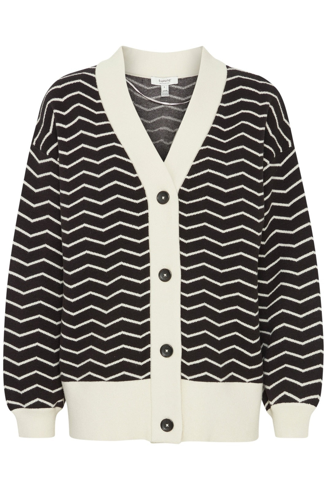 B Young Otari Zig Zag Knit Cardigan - Black Mix 6 Shaws Department Stores