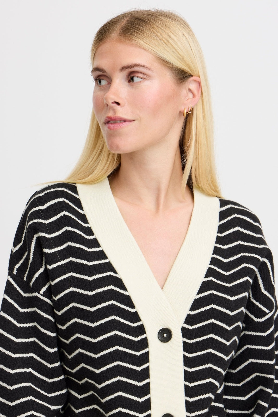 B Young Otari Zig Zag Knit Cardigan - Black Mix 2 Shaws Department Stores