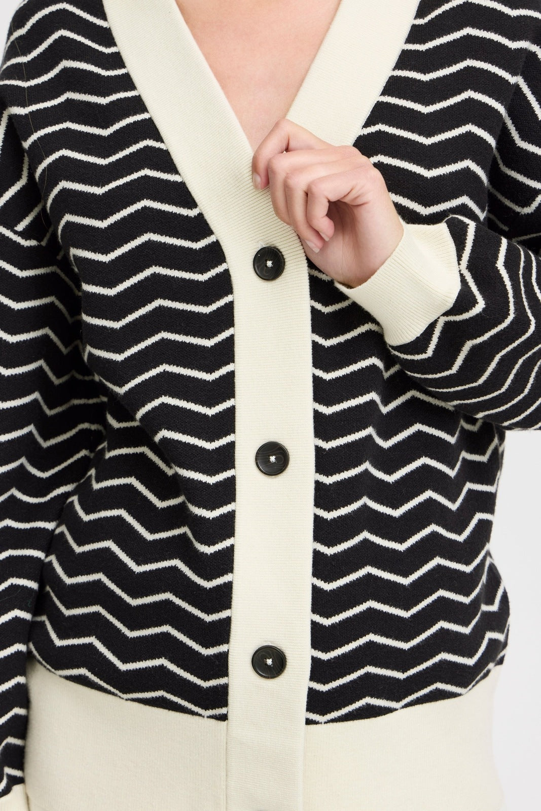 B Young Otari Zig Zag Knit Cardigan - Black Mix 5 Shaws Department Stores