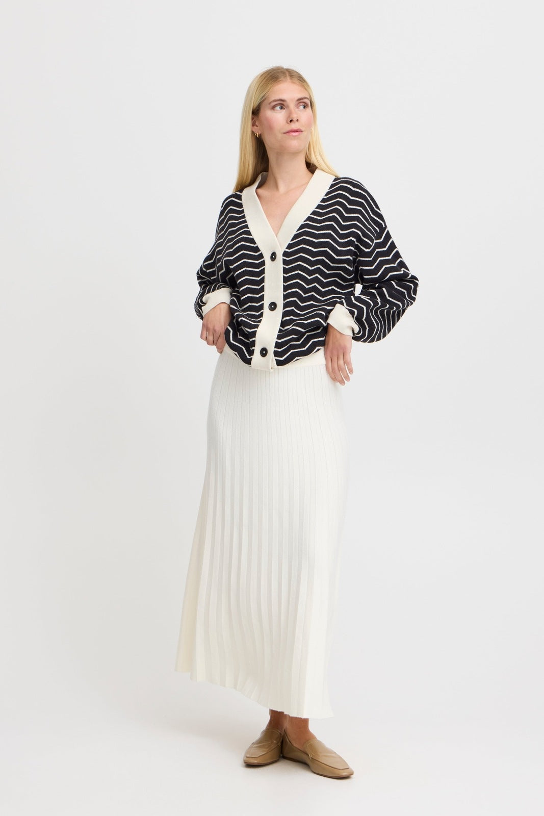 B Young Marlin Plisse Knit Skirt - Birch 1 Shaws Department Stores
