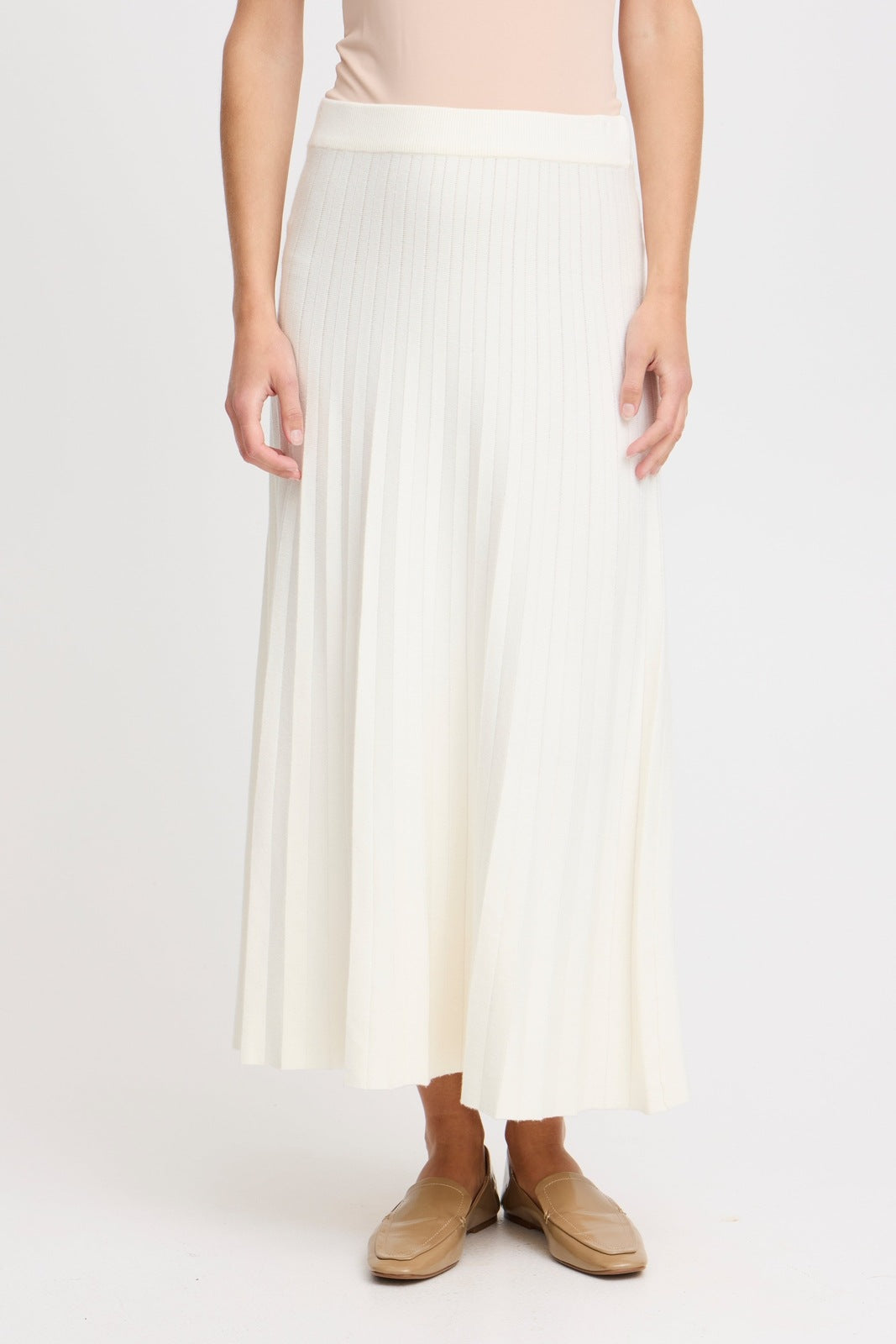 B Young Marlin Plisse Knit Skirt - Birch 2 Shaws Department Stores