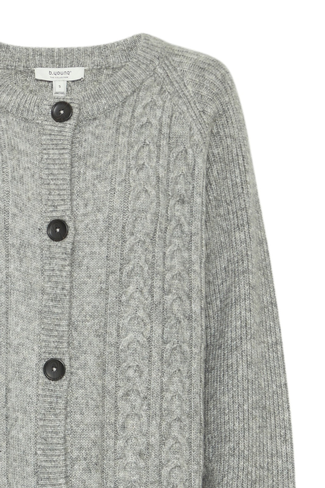 B Young Knit Cardigan - Mid Grey Melange 2 Shaws Department Stores