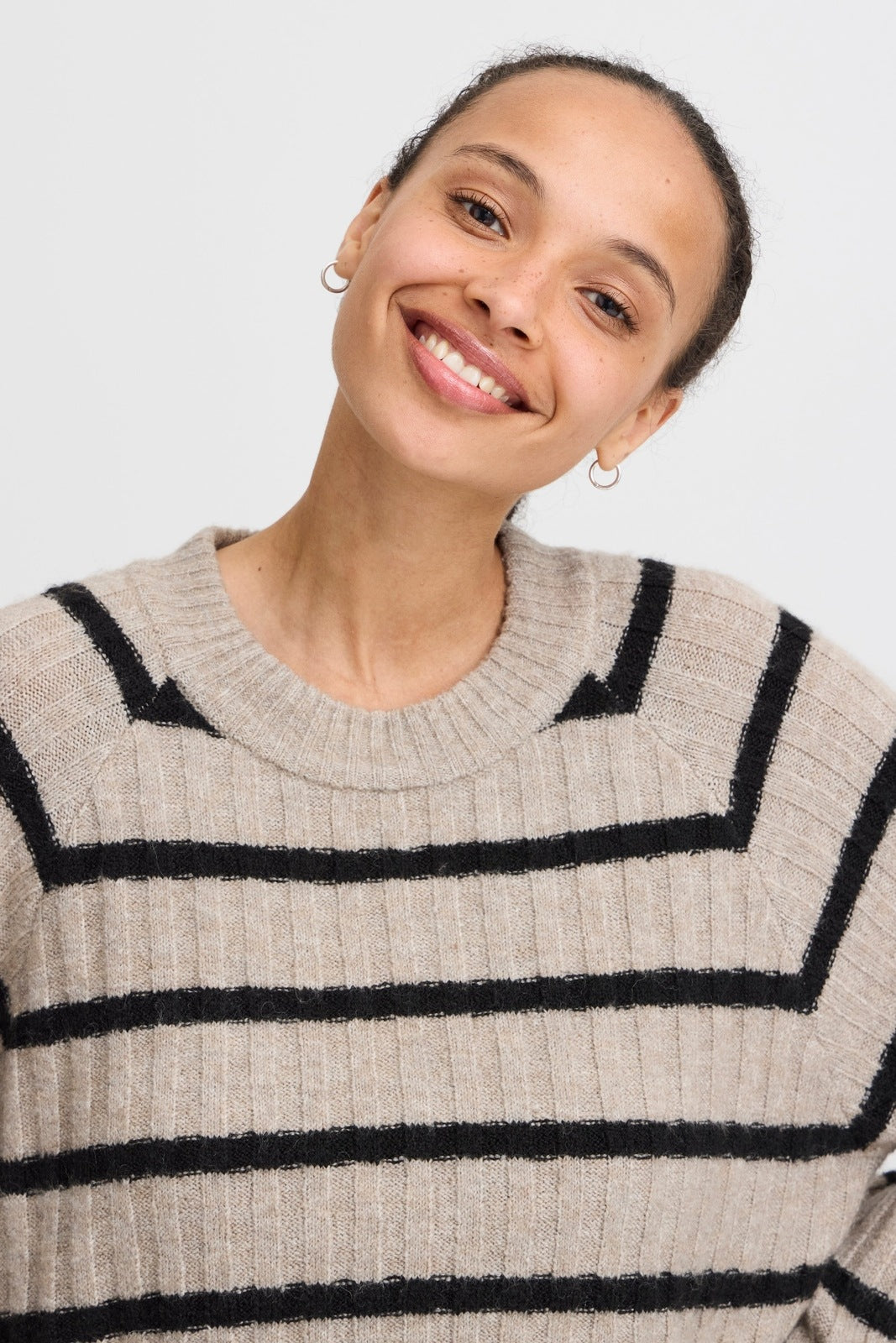 B Young Marianne Knit Jumper - String Mix 2 Shaws Department Stores