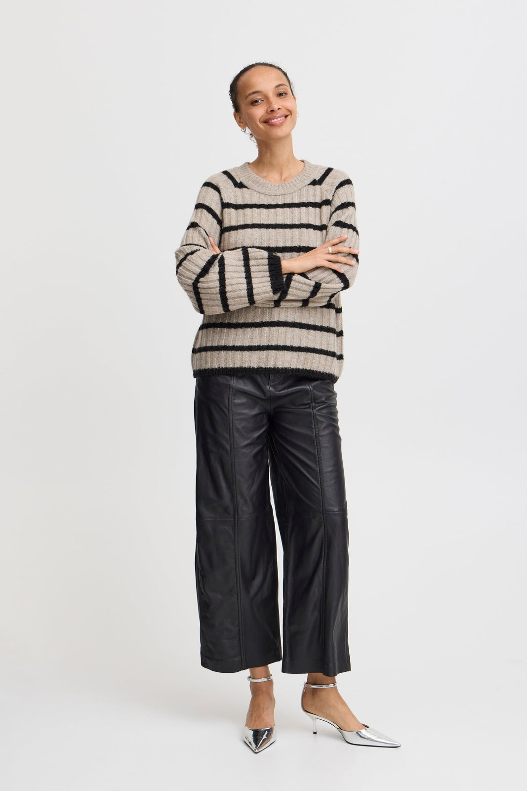 B Young Marianne Knit Jumper - String Mix 5 Shaws Department Stores
