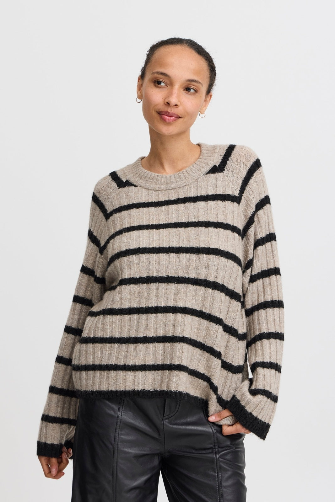 B Young Marianne Knit Jumper - String Mix 1 Shaws Department Stores