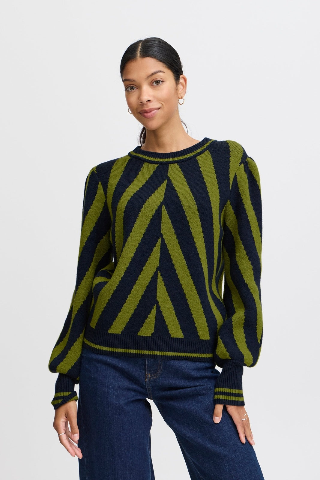 B Young Milo Striped Knit Jumper - Woodbine Mix 1 Shaws Department Stores