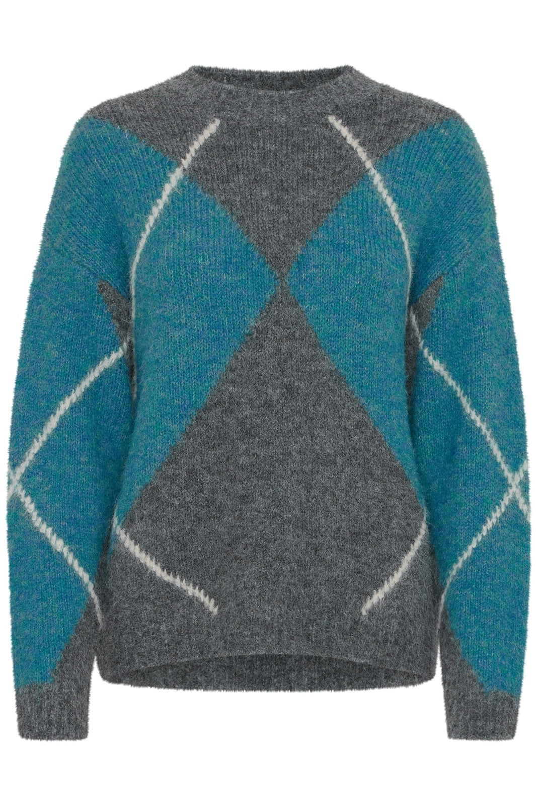 B Young Miller Knit Jumper - Mid Grey Melange Mix 6 Shaws Department Stores