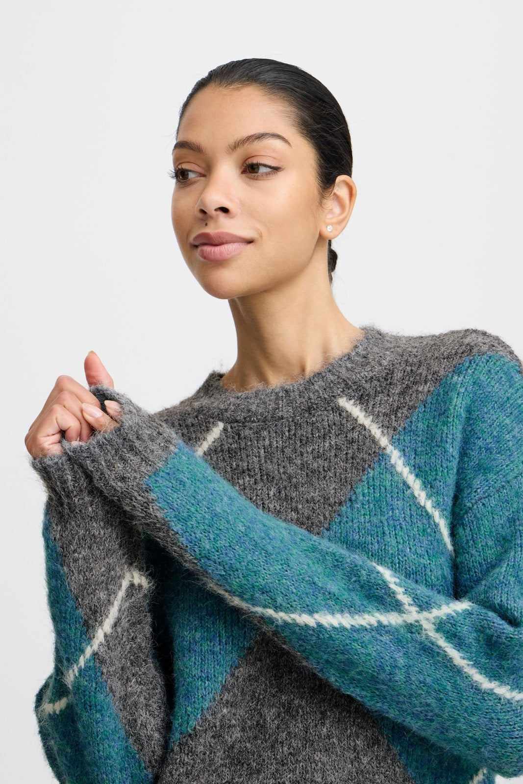 B Young Miller Knit Jumper - Mid Grey Melange Mix 2 Shaws Department Stores