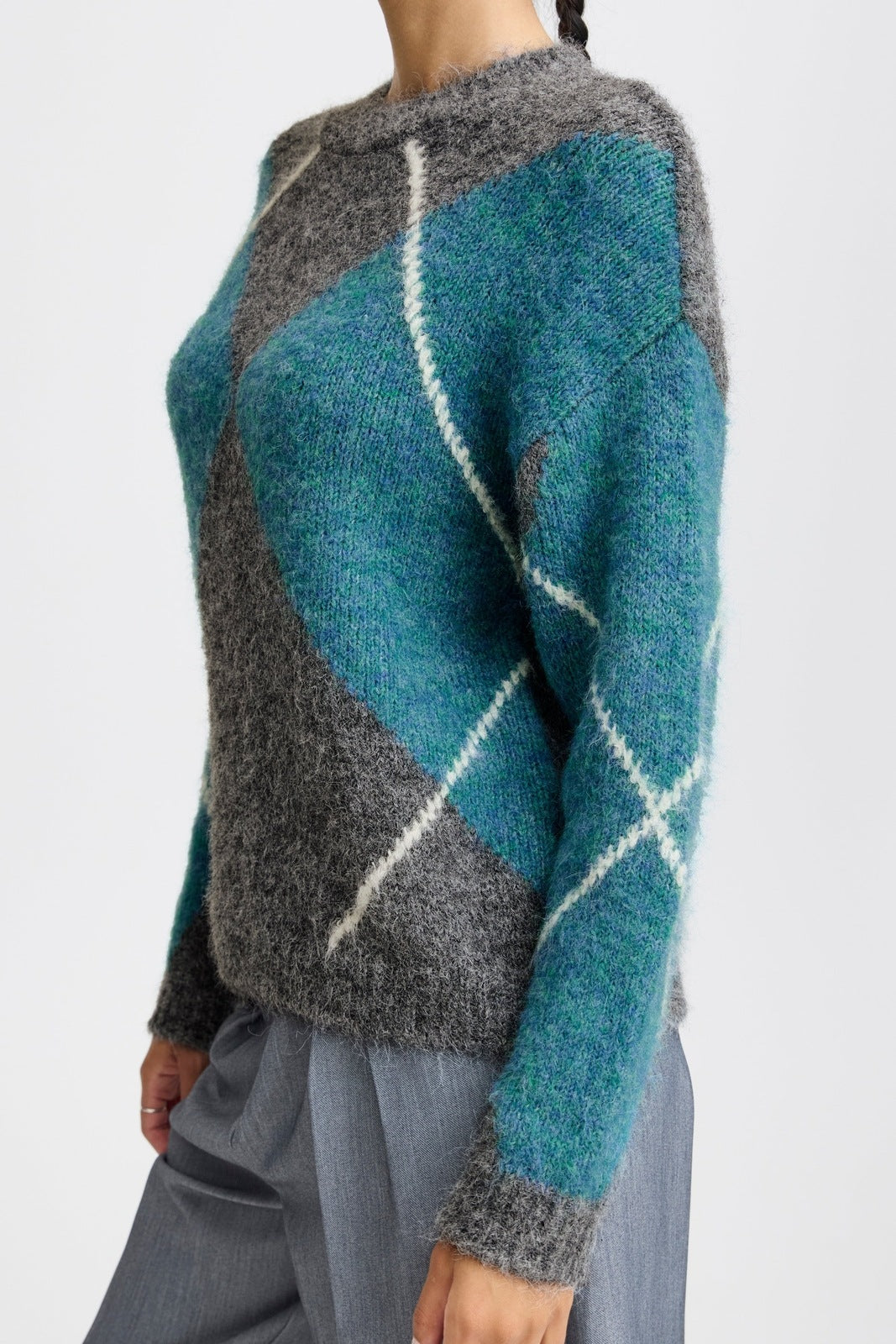 B Young Miller Knit Jumper - Mid Grey Melange Mix 3 Shaws Department Stores