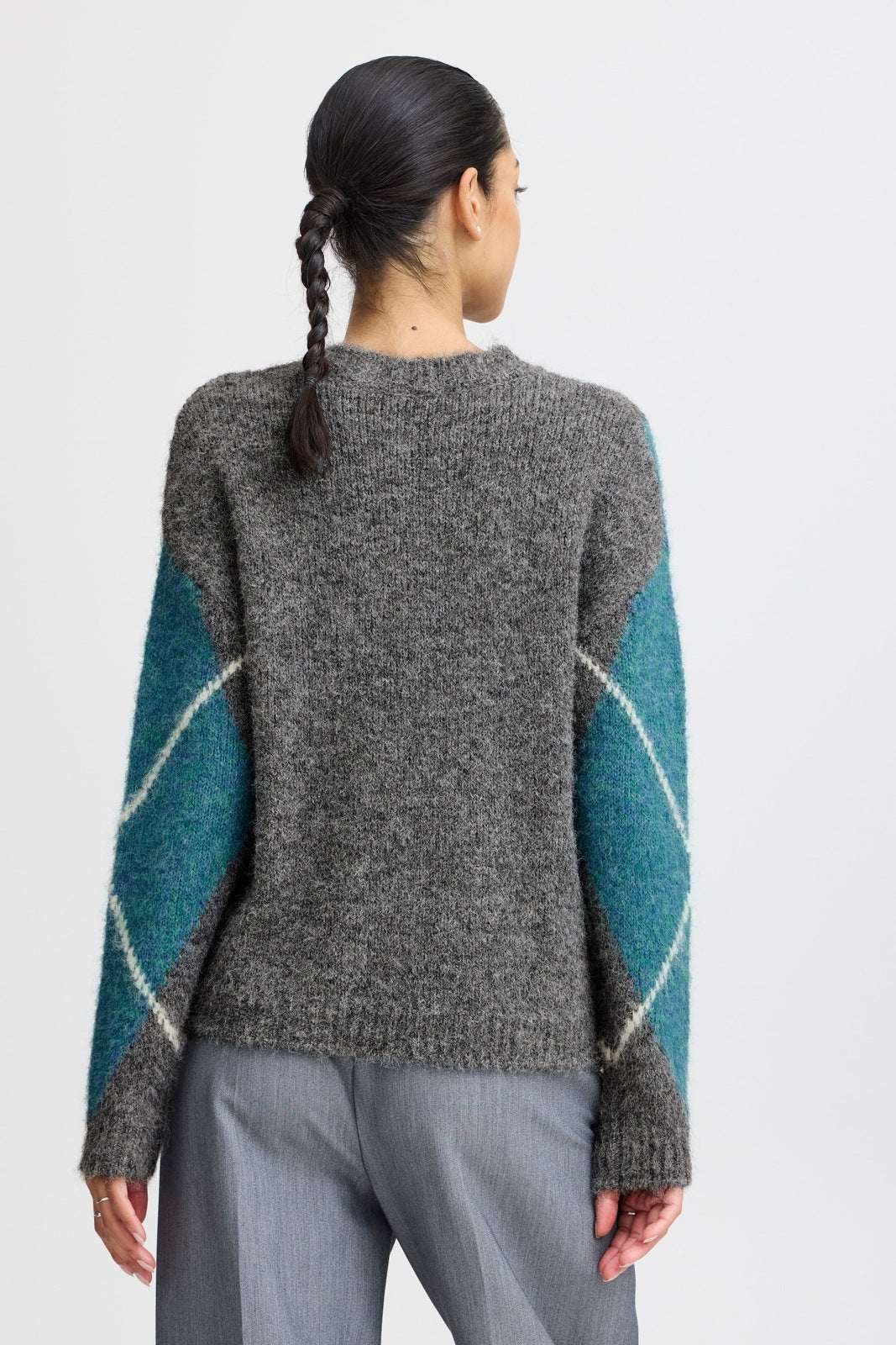 B Young Miller Knit Jumper - Mid Grey Melange Mix 4 Shaws Department Stores