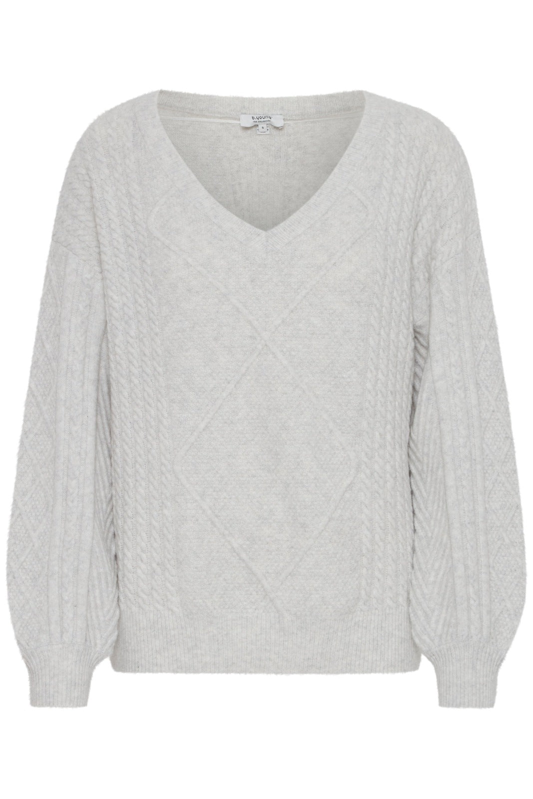 B Young V-Neck Knit Pullover - Marshmallow Melange 1 Shaws Department Stores