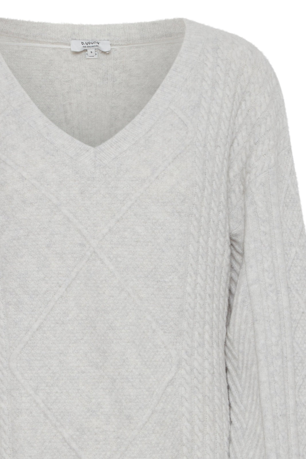 B Young V-Neck Knit Pullover - Marshmallow Melange 2 Shaws Department Stores