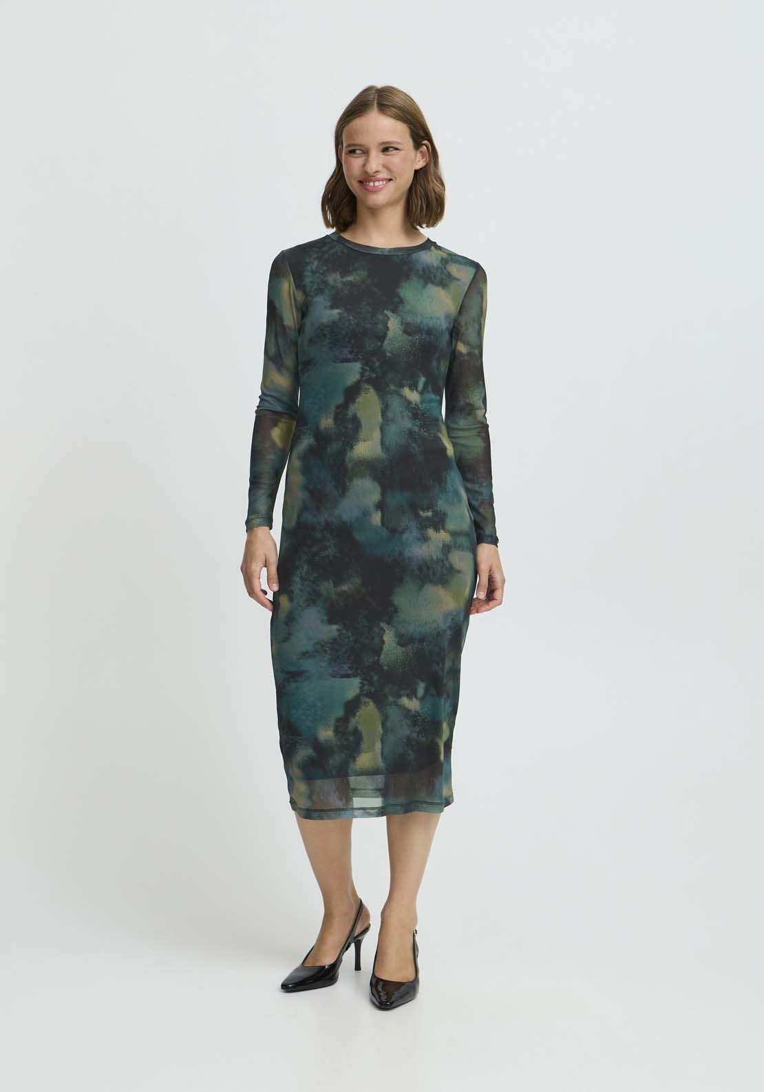 B Young Paloma Mesh Jersey Dress - Birch Blur Mix 1 Shaws Department Stores