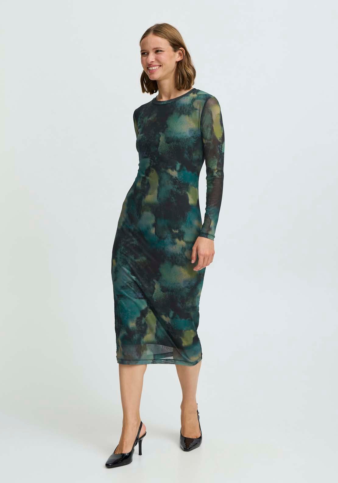 B Young Paloma Mesh Jersey Dress - Birch Blur Mix 2 Shaws Department Stores