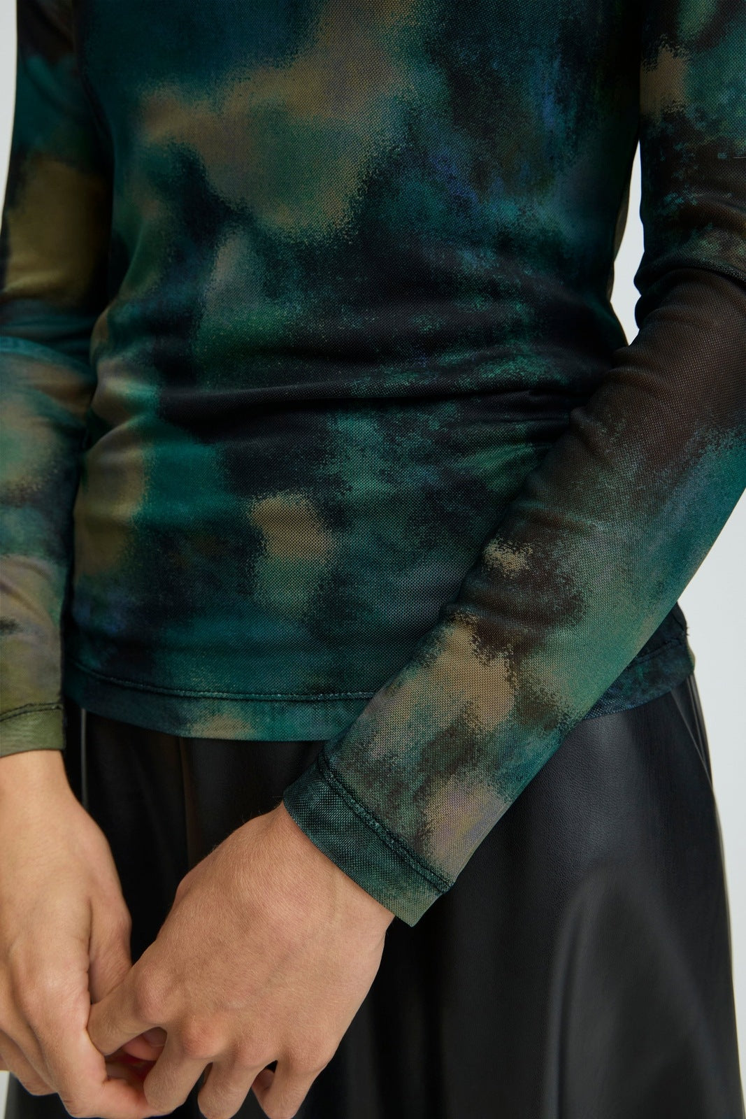 B Young Paloma Mesh Long Sleeve T-Shirt - Birch Blur Mix 4 Shaws Department Stores
