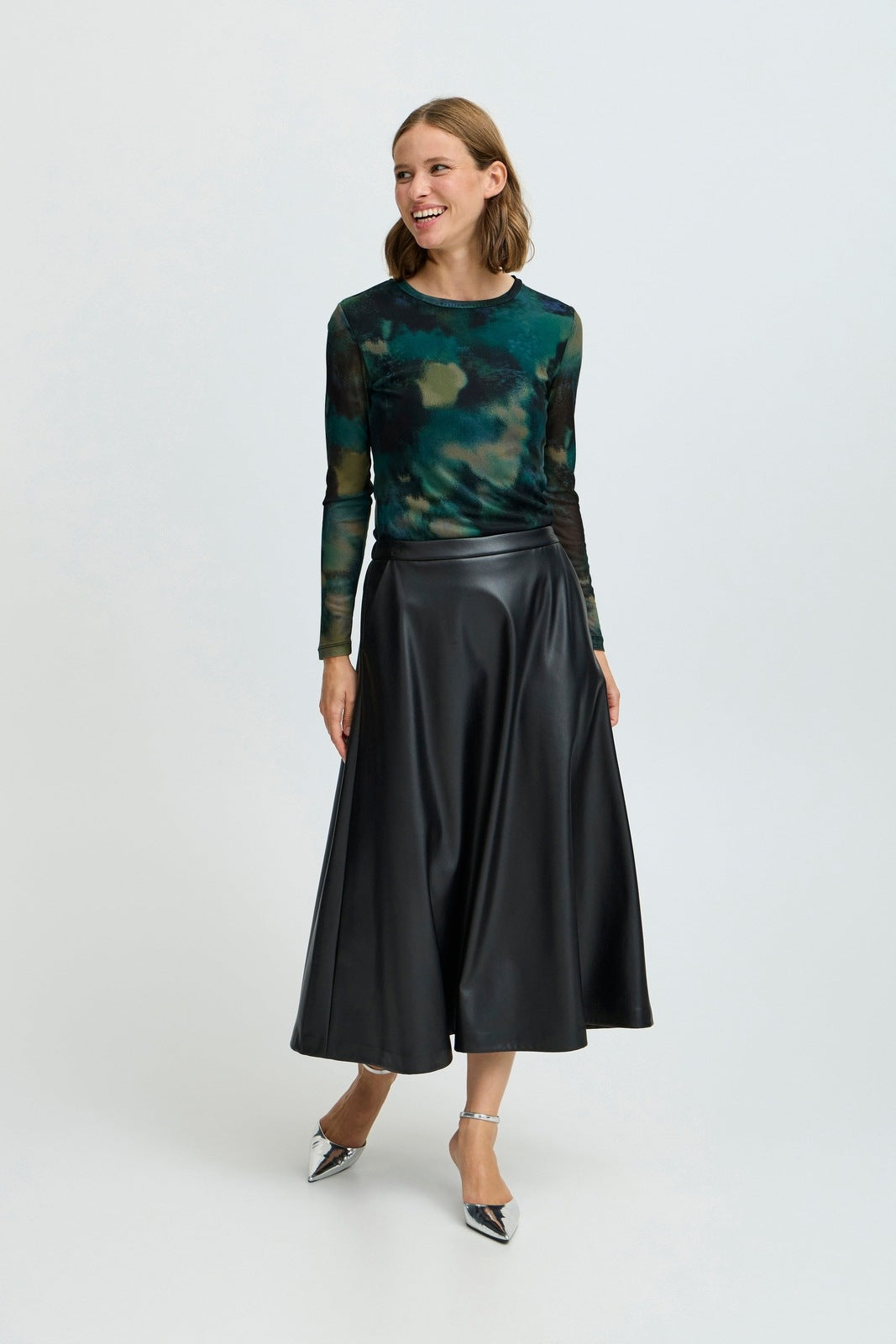 B Young Paloma Mesh Long Sleeve T-Shirt - Birch Blur Mix 2 Shaws Department Stores