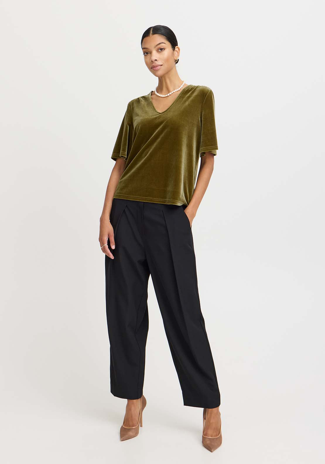 B Young Perlina Top - Fir Green 6 Shaws Department Stores
