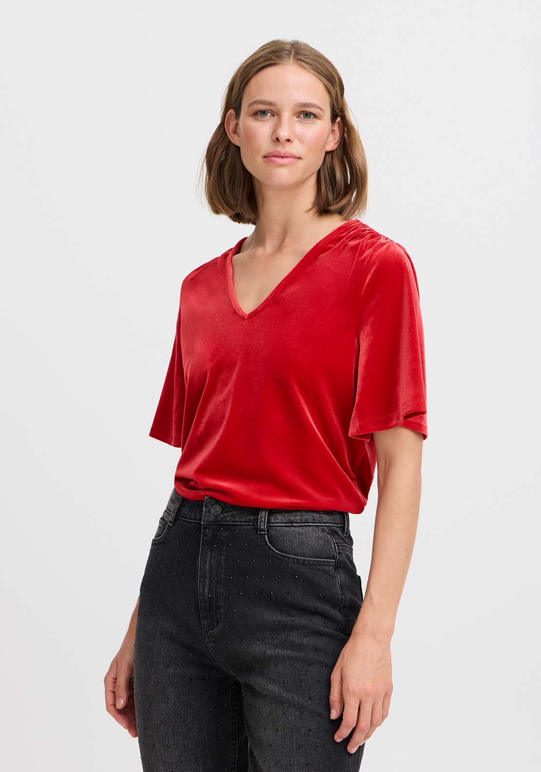 B Young Perlina Top - Haute Red 2 Shaws Department Stores