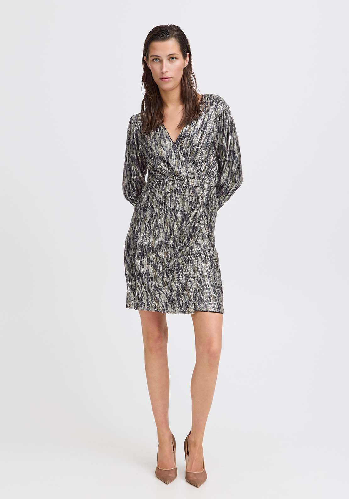 B Young Solia Dress - Cement Camo Mix 7 Shaws Department Stores