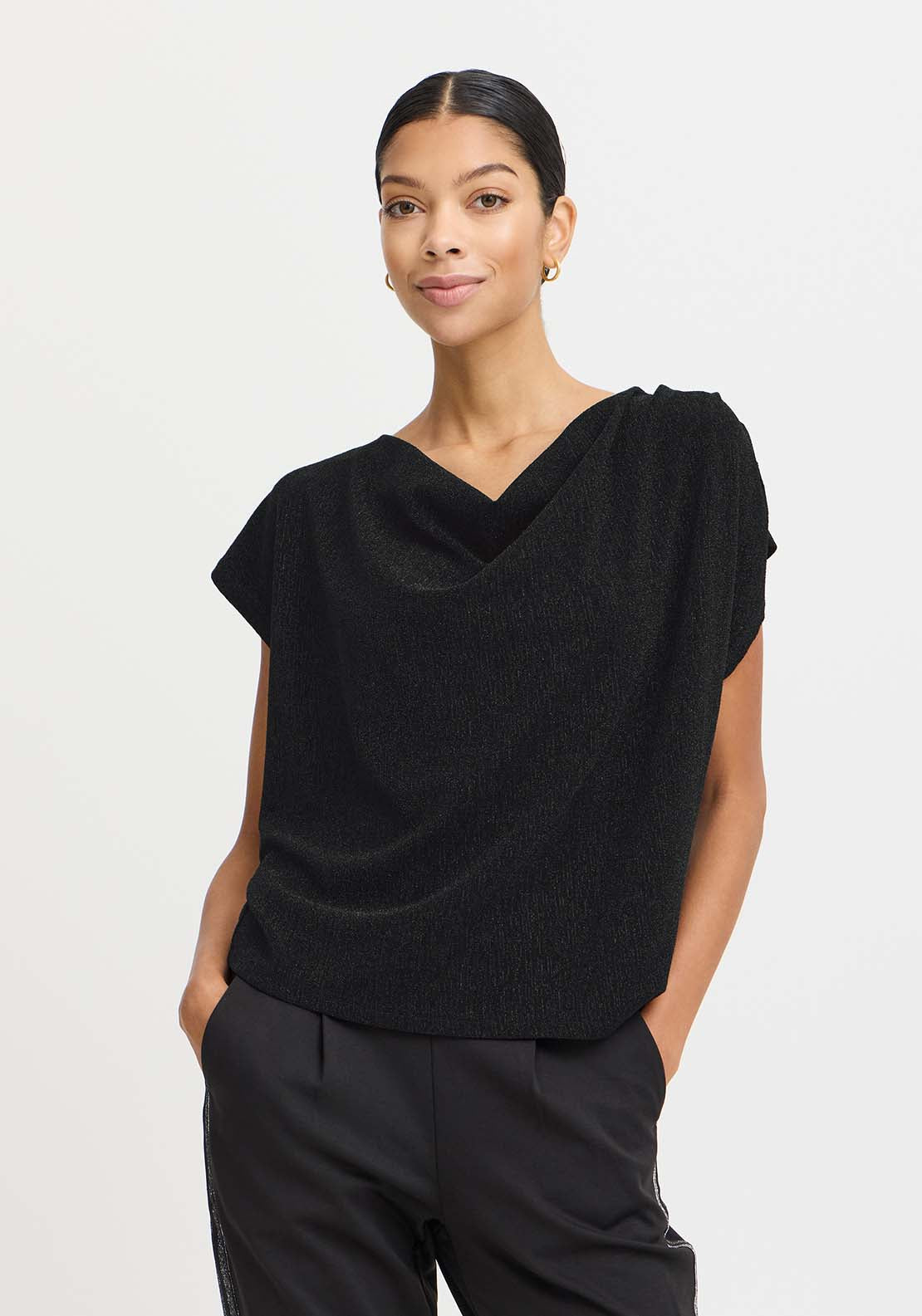 B Young Shiloh Top - Black Mix 1 Shaws Department Stores
