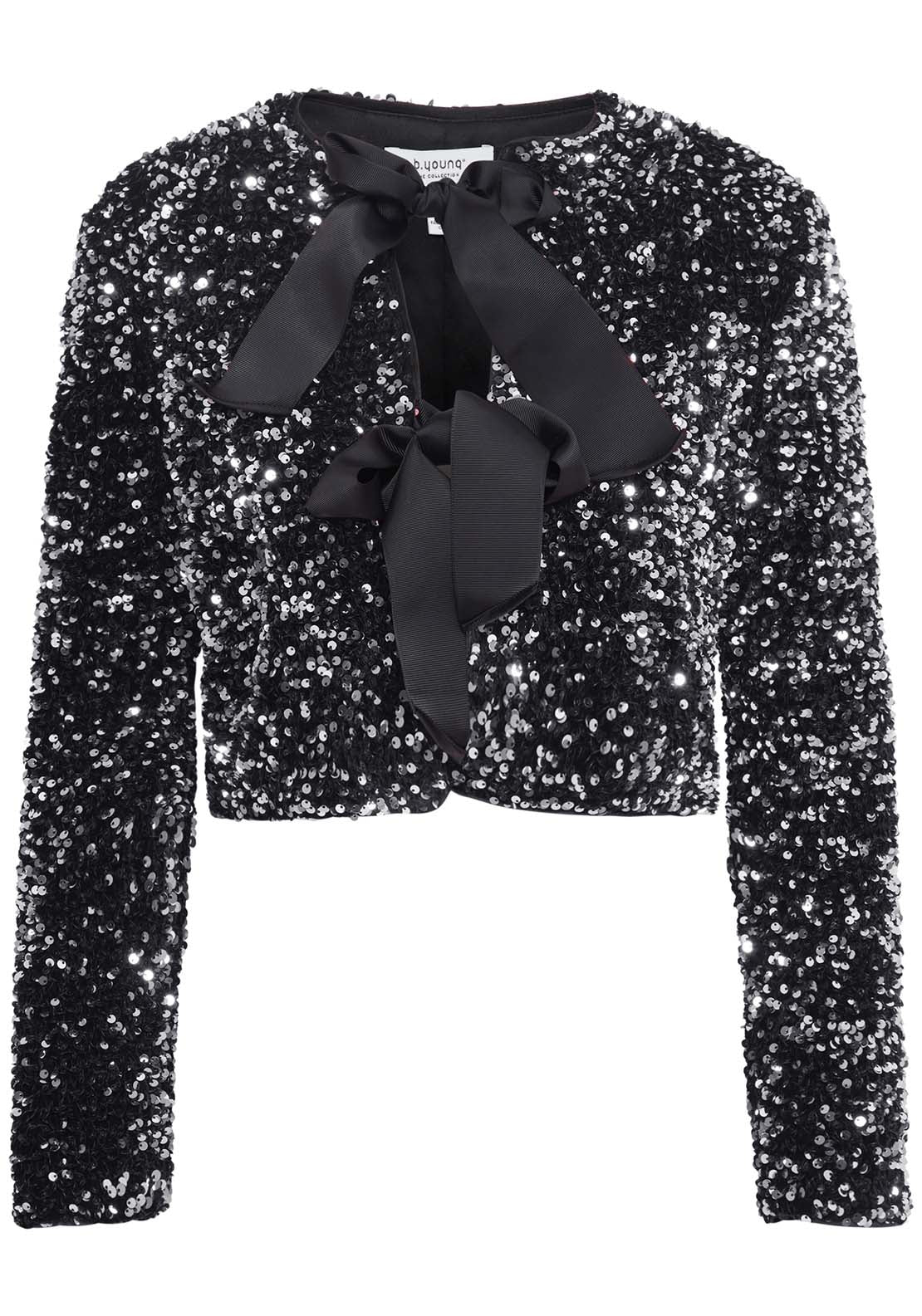B Young Paillet Bow Jacket - Silver Sequin Mix 2 Shaws Department Stores