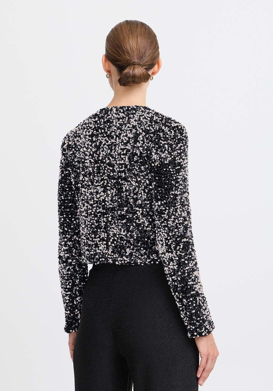 B Young Paillet Bow Jacket - Silver Sequin Mix 3 Shaws Department Stores