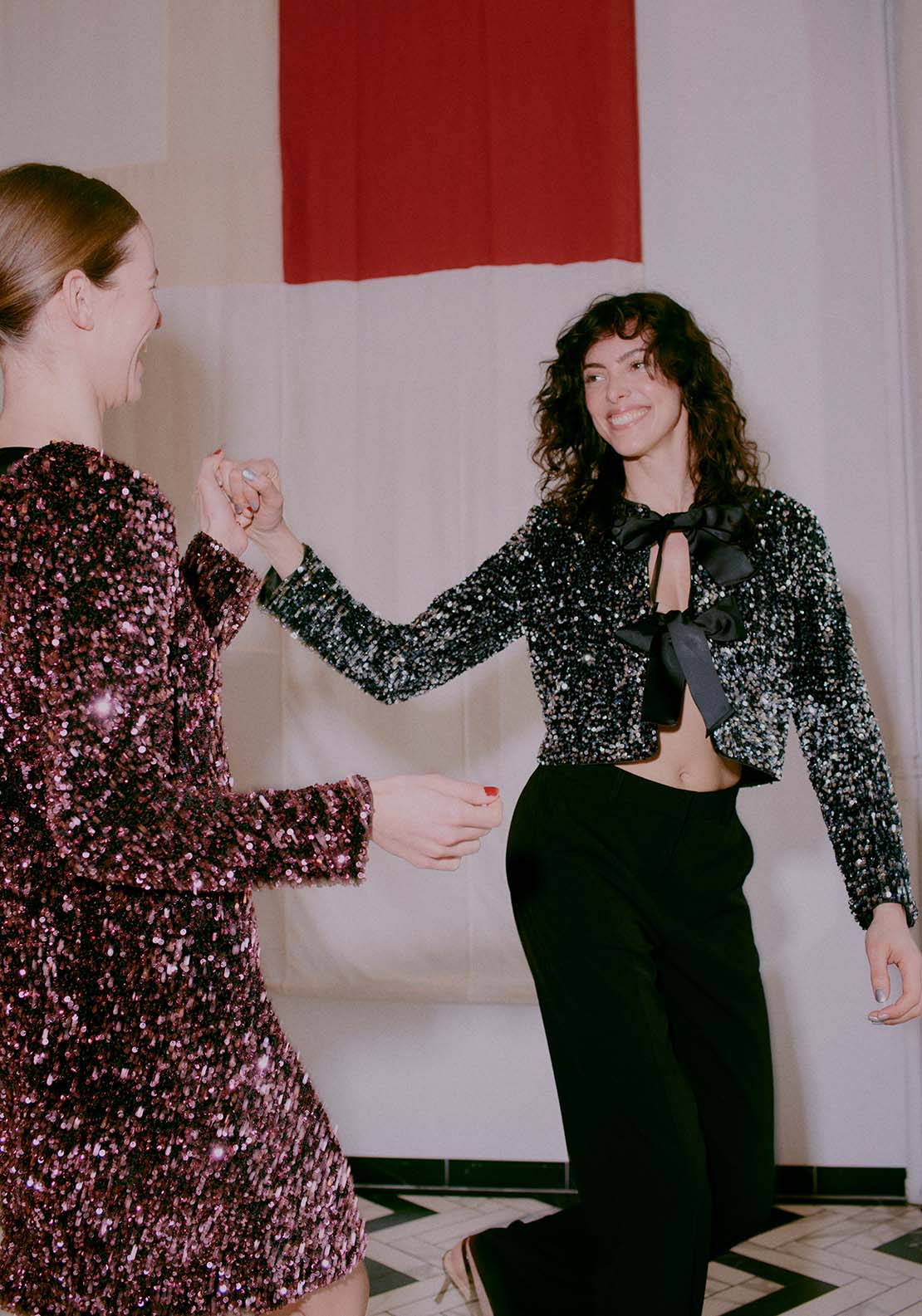 B Young Paillet Bow Jacket - Silver Sequin Mix 6 Shaws Department Stores
