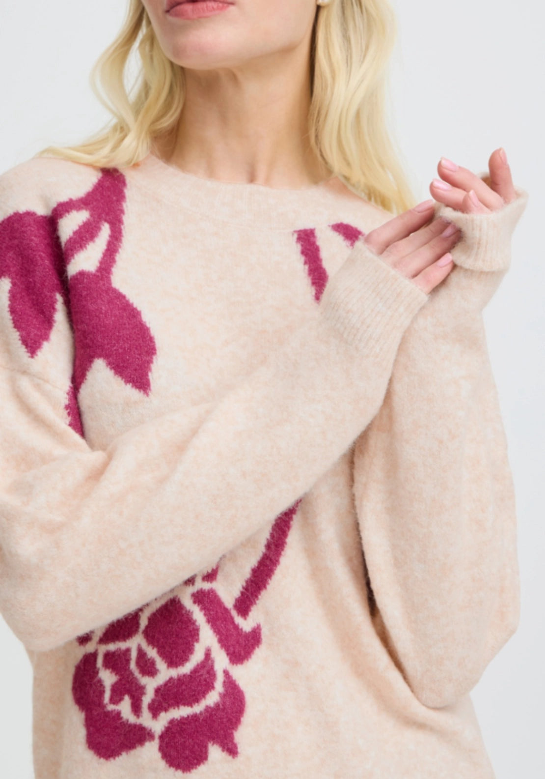Omea Flower Jumper - Birch/pink Rose