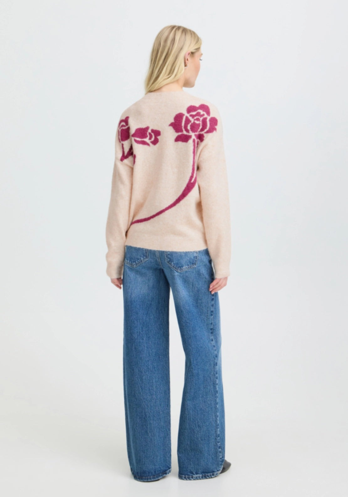 Omea Flower Jumper - Birch/pink Rose