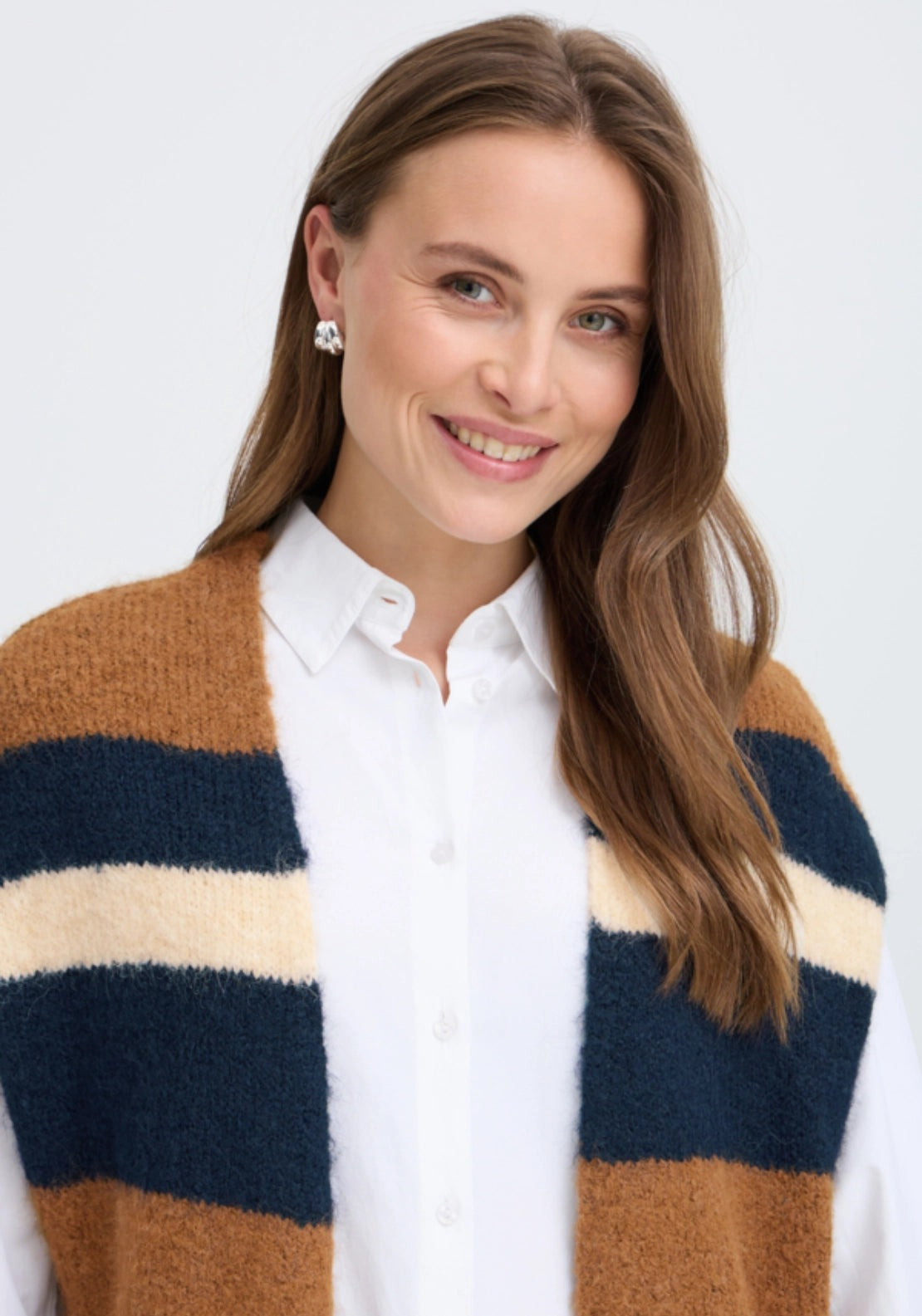Millers Stripe Vest - Sepia Mel Stripe