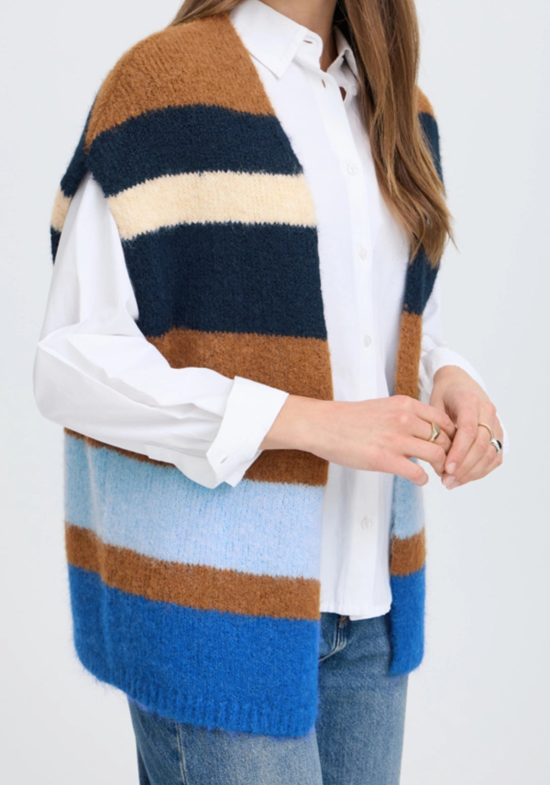 Millers Stripe Vest - Sepia Mel Stripe